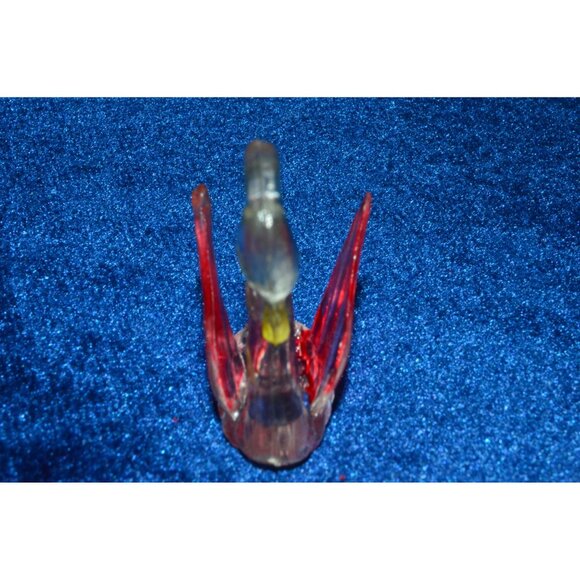 Vintage Plastic Swan Figure Miniature Lucite Clear Red Acrylic Trinket Hong Kong - Picture 9 of 10